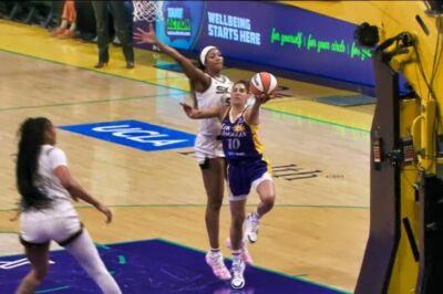 SHOCKING: Kelsey Plum’s Disrespectful Gesture Towards Angel Reese Sparks Outrage! After effortlessly beating Reese to the rim for an easy score, Plum made a belittling “too small” gesture that has fans buzzing. This bold move has ignited debates about sportsmanship and respect on the court. What will the fallout be?