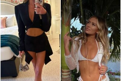 “Paulina Gretzky Sets Social Media on Fire: Golf WAG Stuns in No-Bra Black Two-Piece, Flaunting Toned Midriff and Unstoppable Confidence!”