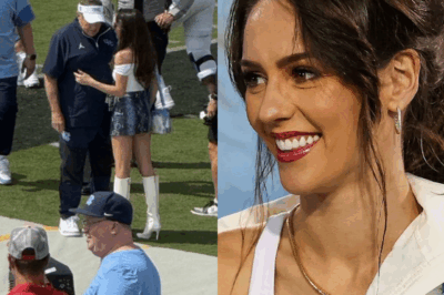 Jordon Hudson Goes Viral in White Knee-High Boots & Tiny Miniskirt While Chatting with Bill Belichick on the Sideline