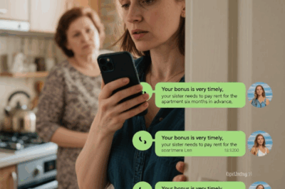 Your bonus is very timely, your sister needs to pay rent for the apartment six months in advance,” the mother ordered.