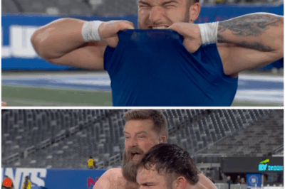 Giants’ Cam Skattebo strips off shirt with Ryan Fitzpatrick in bonkers postgame scene