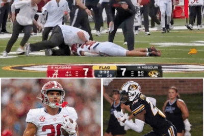 Frightening Scene As Alabama WR Derek Meadows Knocked Out Cold After Taking Nasty Hit From Missouri Defender [VIDEO]