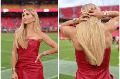 Gracie Hunt goes braless in skintight red dress to support Kansas City Chiefs as fans gasp ‘stunning lady’