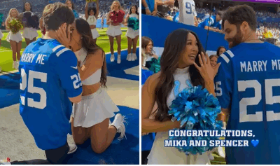 “Colts Cheerleader Surprised On Field as Boyfriend Pops the Question During Live Game – The Epic Proposal That Left Fans Speechless!”