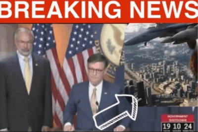 🚨💩 BREAKING: Speaker Mike Johnson DEFENDS Trump’s AI video showing him “dropping sh*t” on protestors — calls it ‘just satire’! 🤯