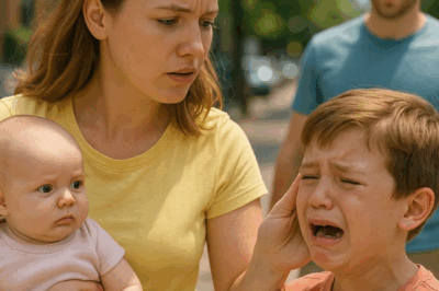 A humble mother helps a crying little boy while holding her son, unaware that his millionaire father was watching.