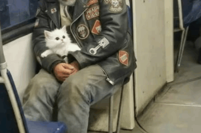 The biker sitting across from me on the subway was crying.