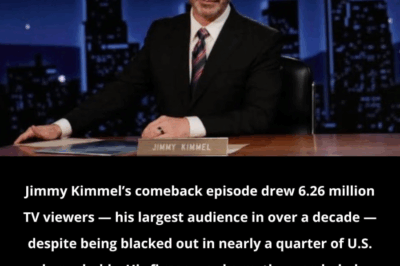 🔥 Jimmy Kimmel’s Epic Comeback Smashes Records 🔥  His return episode drew 6.26 million viewers — the largest audience he’s had in over a decade — despite being blacked out in nearly 25% of U.S. homes.