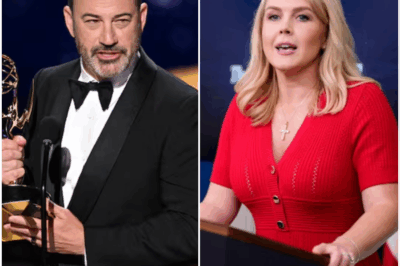 “THEY CALLED IT HIS FUNERAL — UNTIL TWELVE WORDS RESURRECTED JIMMY KIMMEL.” Karoline Leavitt stormed in with fire, mocking his suspension, sneering that Disney had “finally thrown away something worthless.” For a moment, it looked like the vultures had won. The audience jeered, headlines crowned her victorious, and Jimmy Kimmel seemed finished.