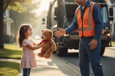 “My daughter gave her teddy bear to the garbage collector… and then something unbelievable happene