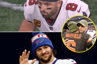 As the Bills reveled in their 44–32 triumph, Buccaneers quarterback Baker Mayfield sat alone on the sideline,…..